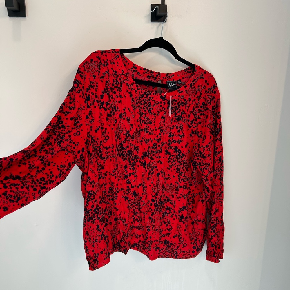 GAP Red and Black Patterned Blouse